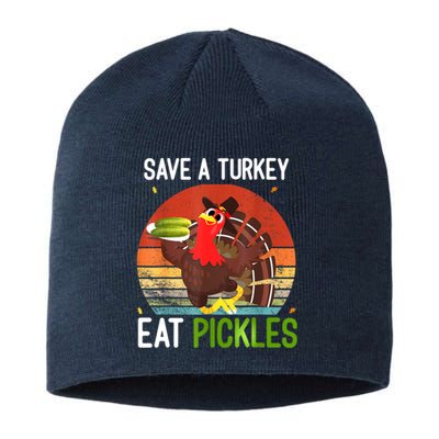 Save A Turkey Eat A Pickles Funny Thanksgiving Costume Sustainable Beanie