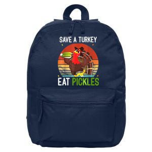 Save A Turkey Eat A Pickles Funny Thanksgiving Costume 16 in Basic Backpack