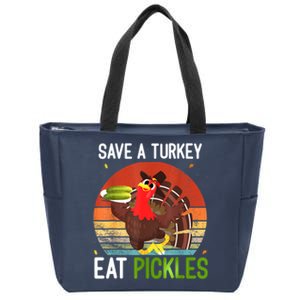 Save A Turkey Eat A Pickles Funny Thanksgiving Costume Zip Tote Bag