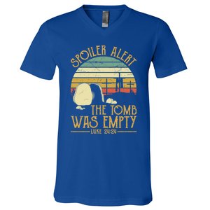 Spoiler Alert Tomb Was Empty Gift Easter Gift Christian Gift V-Neck T-Shirt