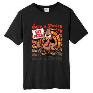 Save A Turkey Eat Pizza Funny Autumn Thanksgiving Groovy Tall Fusion ChromaSoft Performance T-Shirt