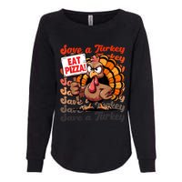 Save A Turkey Eat Pizza Funny Autumn Thanksgiving Groovy Womens California Wash Sweatshirt