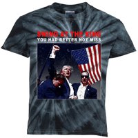 Swing At The King President Trump 2024 Usa Flag Kids Tie-Dye T-Shirt