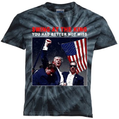 Swing At The King President Trump 2024 Usa Flag Kids Tie-Dye T-Shirt