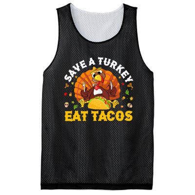 Save A Turkey Eat Tacos Thanksgiving Sombrero Turkey Taco Mesh Reversible Basketball Jersey Tank