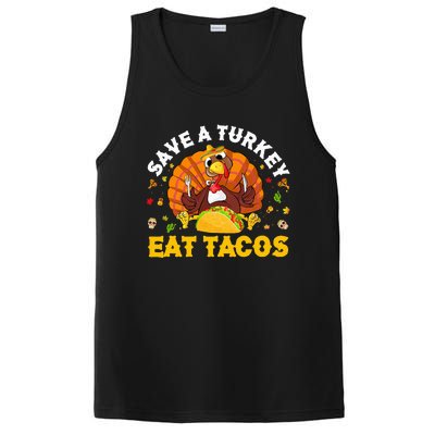 Save A Turkey Eat Tacos Thanksgiving Sombrero Turkey Taco PosiCharge Competitor Tank