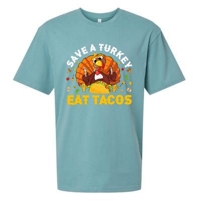 Save A Turkey Eat Tacos Thanksgiving Sombrero Turkey Taco Sueded Cloud Jersey T-Shirt