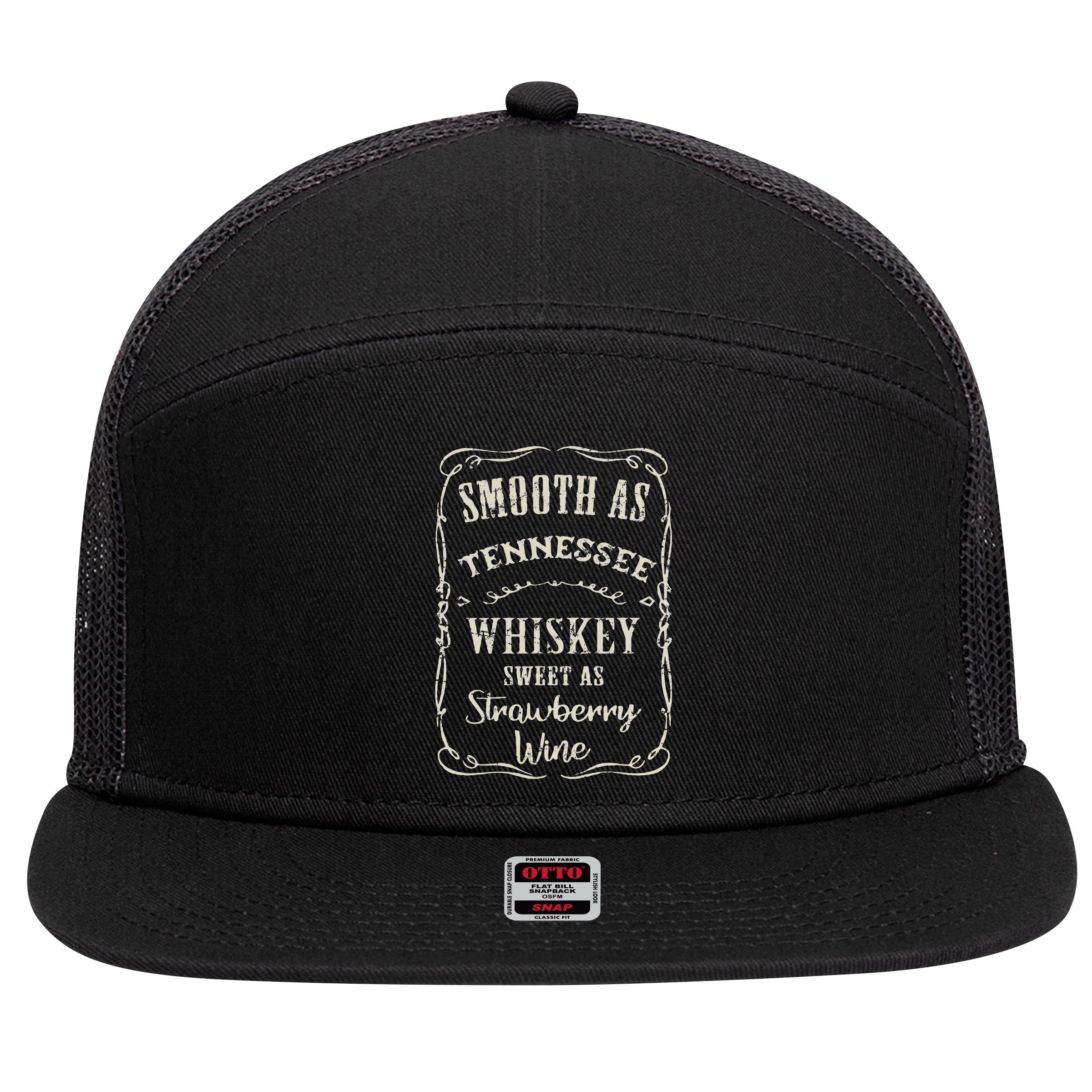 Smooth As Tennessee Whiskey Funny Humour Vacation 7 Panel Mesh Trucker Snapback Hat