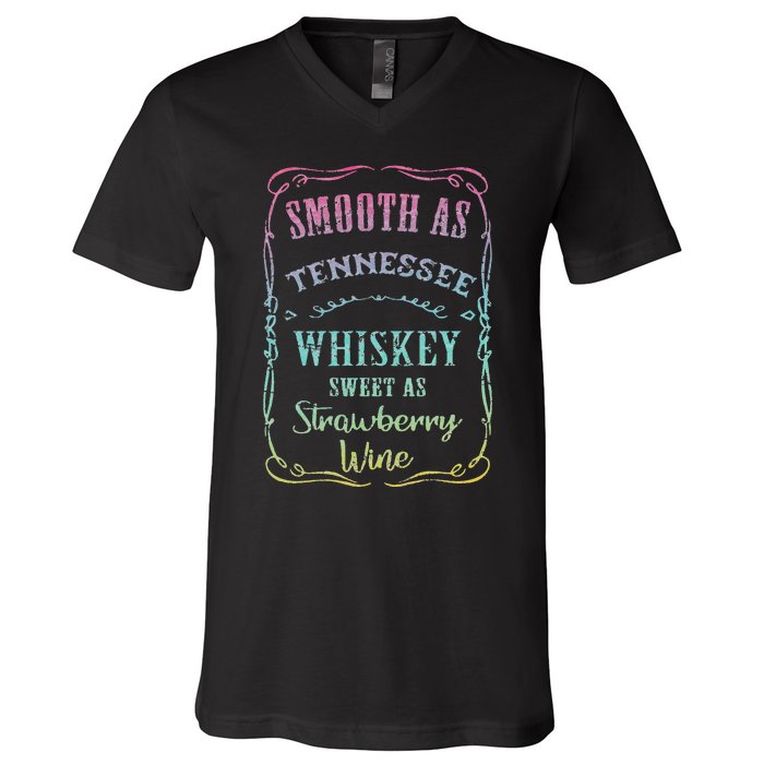 Smooth as Tennessee Whiskey Funny Humour Tee Vacation V-Neck T-Shirt