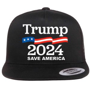 Save America Trump 2024 Flat Bill Trucker Hat