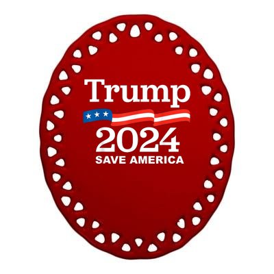 Save America Trump 2024 Ceramic Oval Ornament