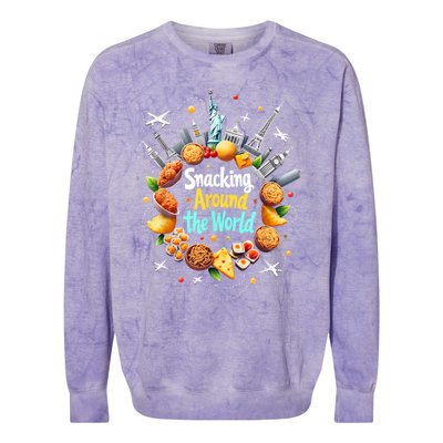 Snacking Around The World Fast Food Travel Traveler Foodie Colorblast Crewneck Sweatshirt