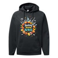 Snacking Around The World Fast Food Travel Traveler Foodie Performance Fleece Hoodie