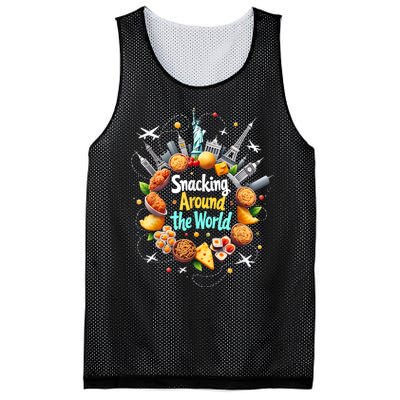 Snacking Around The World Fast Food Travel Traveler Foodie Mesh Reversible Basketball Jersey Tank