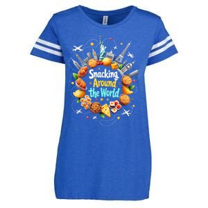 Snacking Around The World Fast Food Travel Traveler Foodie Enza Ladies Jersey Football T-Shirt