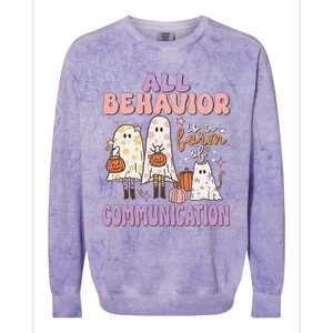 Spooky Aba Therapy All Behavior Is A Form Of Communication Colorblast Crewneck Sweatshirt