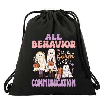 Spooky Aba Therapy All Behavior Is A Form Of Communication Drawstring Bag