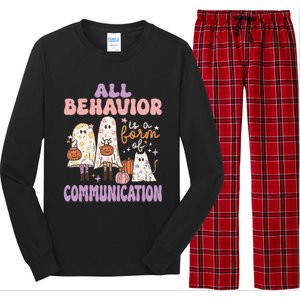 Spooky Aba Therapy All Behavior Is A Form Of Communication Long Sleeve Pajama Set