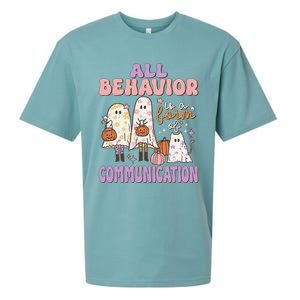 Spooky Aba Therapy All Behavior Is A Form Of Communication Sueded Cloud Jersey T-Shirt