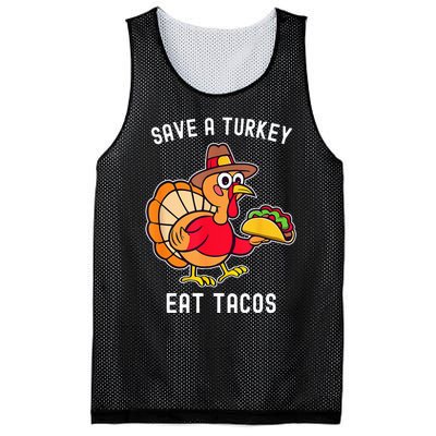 Save A Turkey Eat Tacos Mexican Funny Thanksgiving Mesh Reversible Basketball Jersey Tank