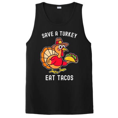 Save A Turkey Eat Tacos Mexican Funny Thanksgiving PosiCharge Competitor Tank