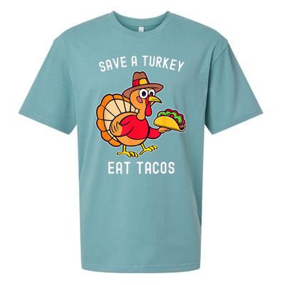 Save A Turkey Eat Tacos Mexican Funny Thanksgiving Sueded Cloud Jersey T-Shirt