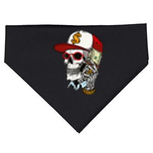 Skull Always Tired Never Broke 2 Sided USA-Made Doggie Bandana