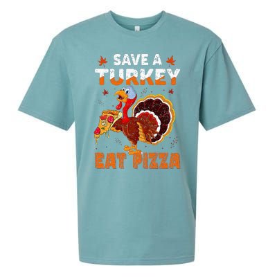 Save a turkey eat a pizza Funny Thanksgiving costume Sueded Cloud Jersey T-Shirt