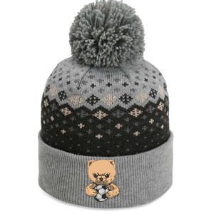 Soccer Angry Teddy Bear Cute The Baniff Cuffed Pom Beanie