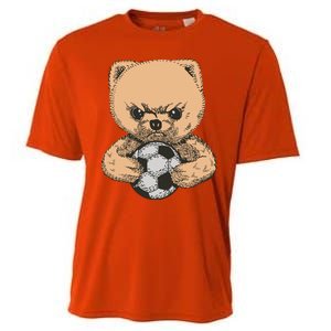 Soccer Angry Teddy Bear Cute Cooling Performance Crew T-Shirt