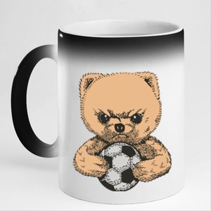 Soccer Angry Teddy Bear Cute 11oz Black Color Changing Mug