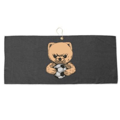 Soccer Angry Teddy Bear Cute Large Microfiber Waffle Golf Towel