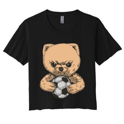 Soccer Angry Teddy Bear Cute Crop Top