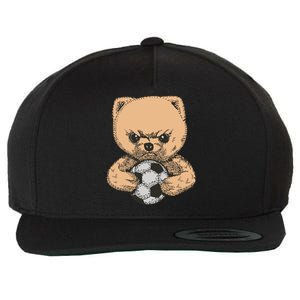 Soccer Angry Teddy Bear Cute Wool Snapback Cap