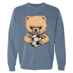 Soccer Angry Teddy Bear Cute Garment-Dyed Sweatshirt