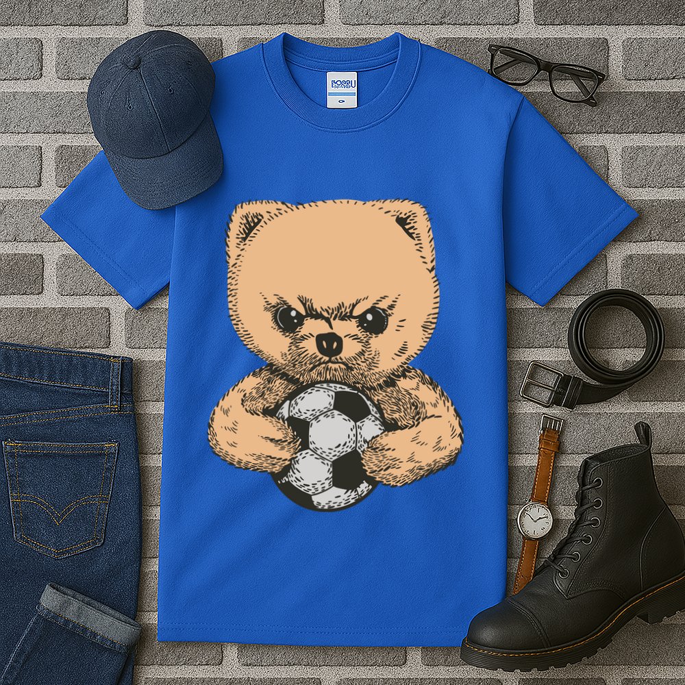 Soccer Angry Teddy Bear Cute Tall T-Shirt