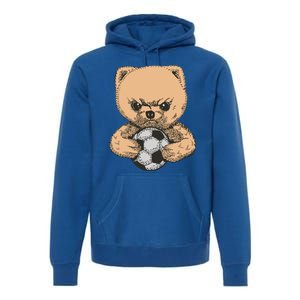 Soccer Angry Teddy Bear Cute Premium Hoodie