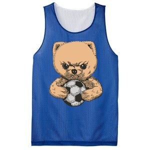 Soccer Angry Teddy Bear Cute Mesh Reversible Basketball Jersey Tank