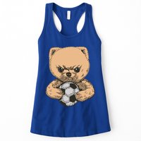 Soccer Angry Teddy Bear Cute Womens Tank Top