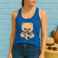 Soccer Angry Teddy Bear Cute Womens Tank Top