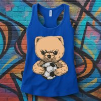 Soccer Angry Teddy Bear Cute Womens Tank Top