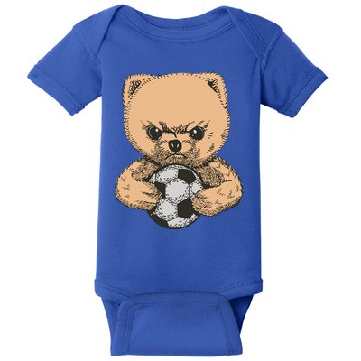 Soccer Angry Teddy Bear Cute Baby Bodysuit