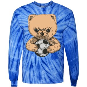 Soccer Angry Teddy Bear Cute Tie-Dye Long Sleeve Shirt