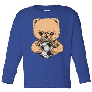 Soccer Angry Teddy Bear Cute Toddler Long Sleeve Shirt