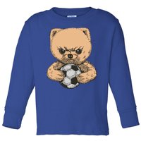 Soccer Angry Teddy Bear Cute Toddler Long Sleeve Shirt