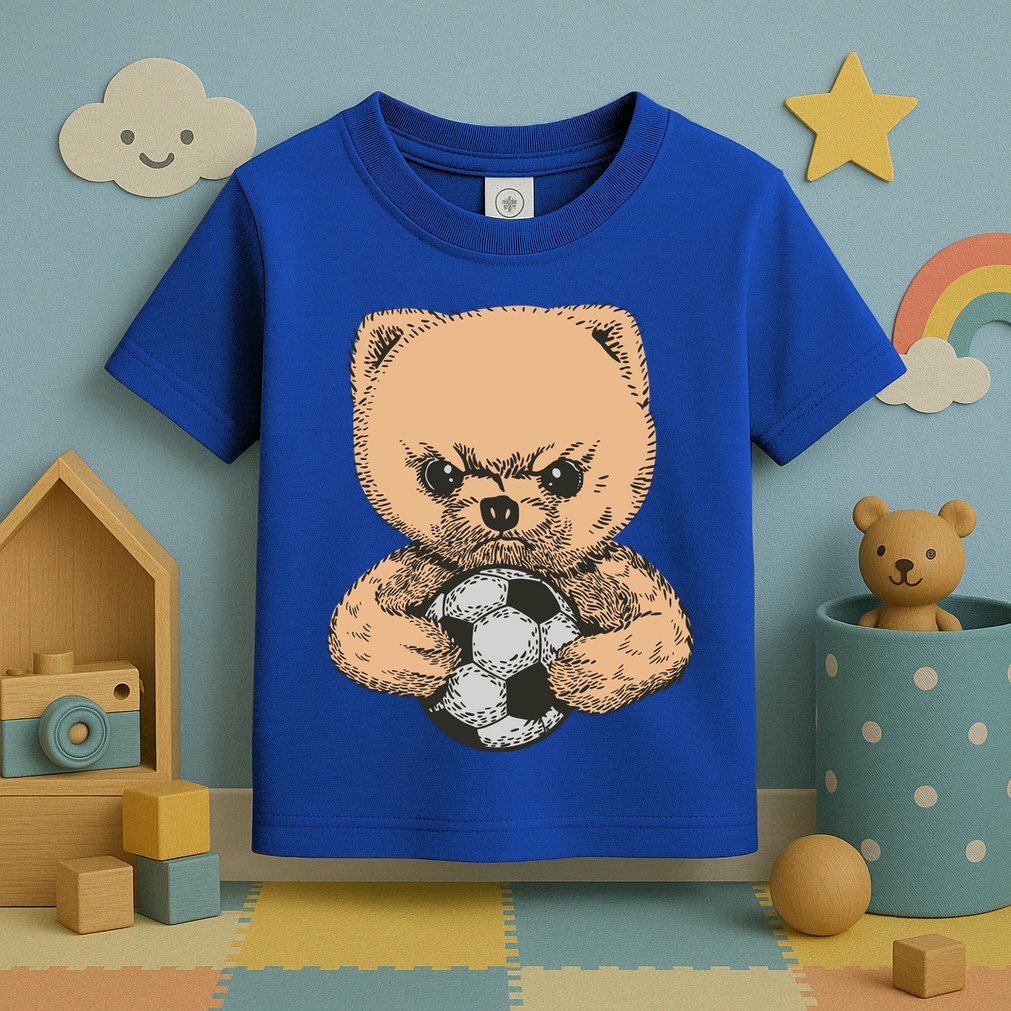 Soccer Angry Teddy Bear Cute Toddler T-Shirt