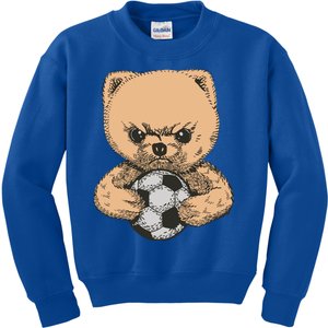 Soccer Angry Teddy Bear Cute Kids Sweatshirt