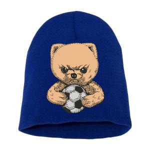 Soccer Angry Teddy Bear Cute Short Acrylic Beanie