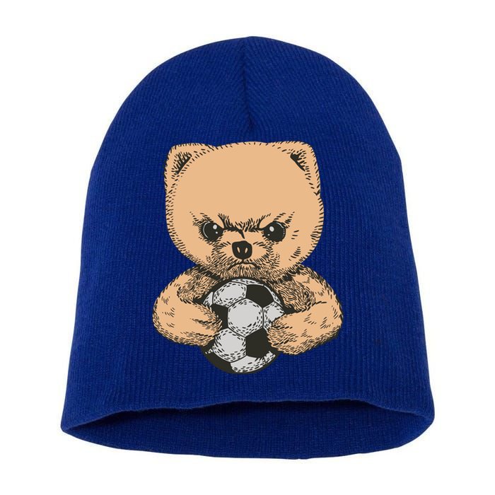 Soccer Angry Teddy Bear Cute Short Acrylic Beanie