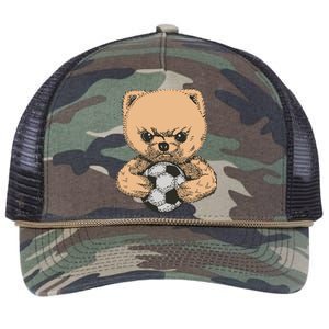 Soccer Angry Teddy Bear Cute Retro Rope Trucker Hat Cap